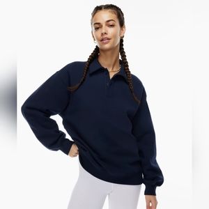 Aritzia TNA Cozy Fleece Boyfriend Polo Sweatshirt